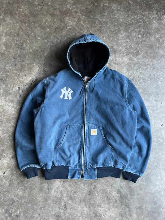 Vintage Navy Hooded Yankees Carhartt Jacket - XL