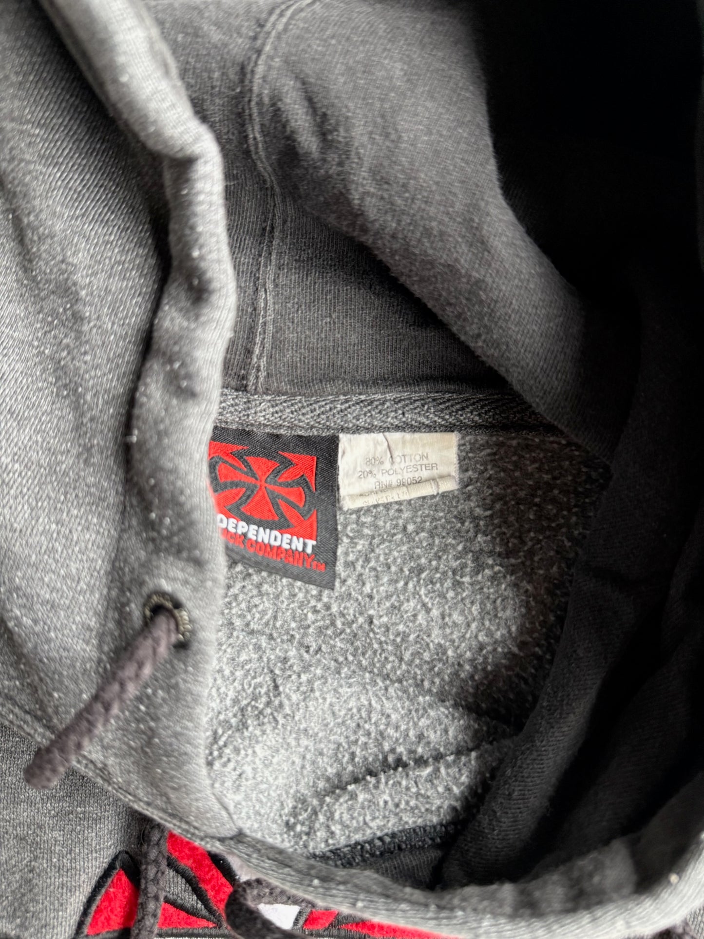 Vintage Charcoal Grey Independent Hoodie - M