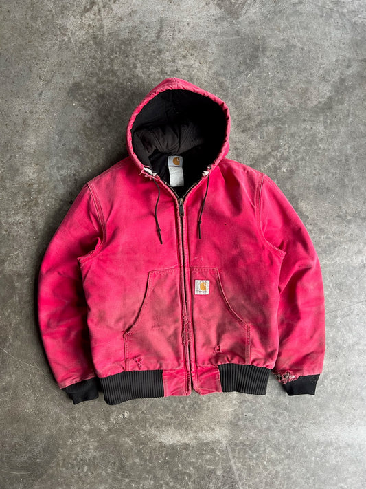 Vintage Faded Hot Pink Hooded Carhartt Jacket - L