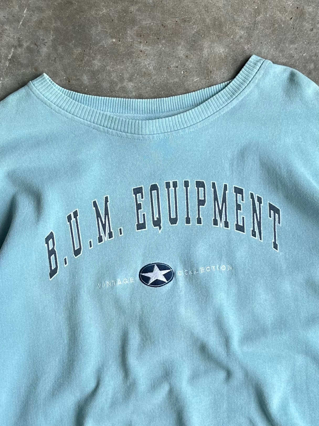 Vintage Turquoise B.U.M. Equipment Crew - XL