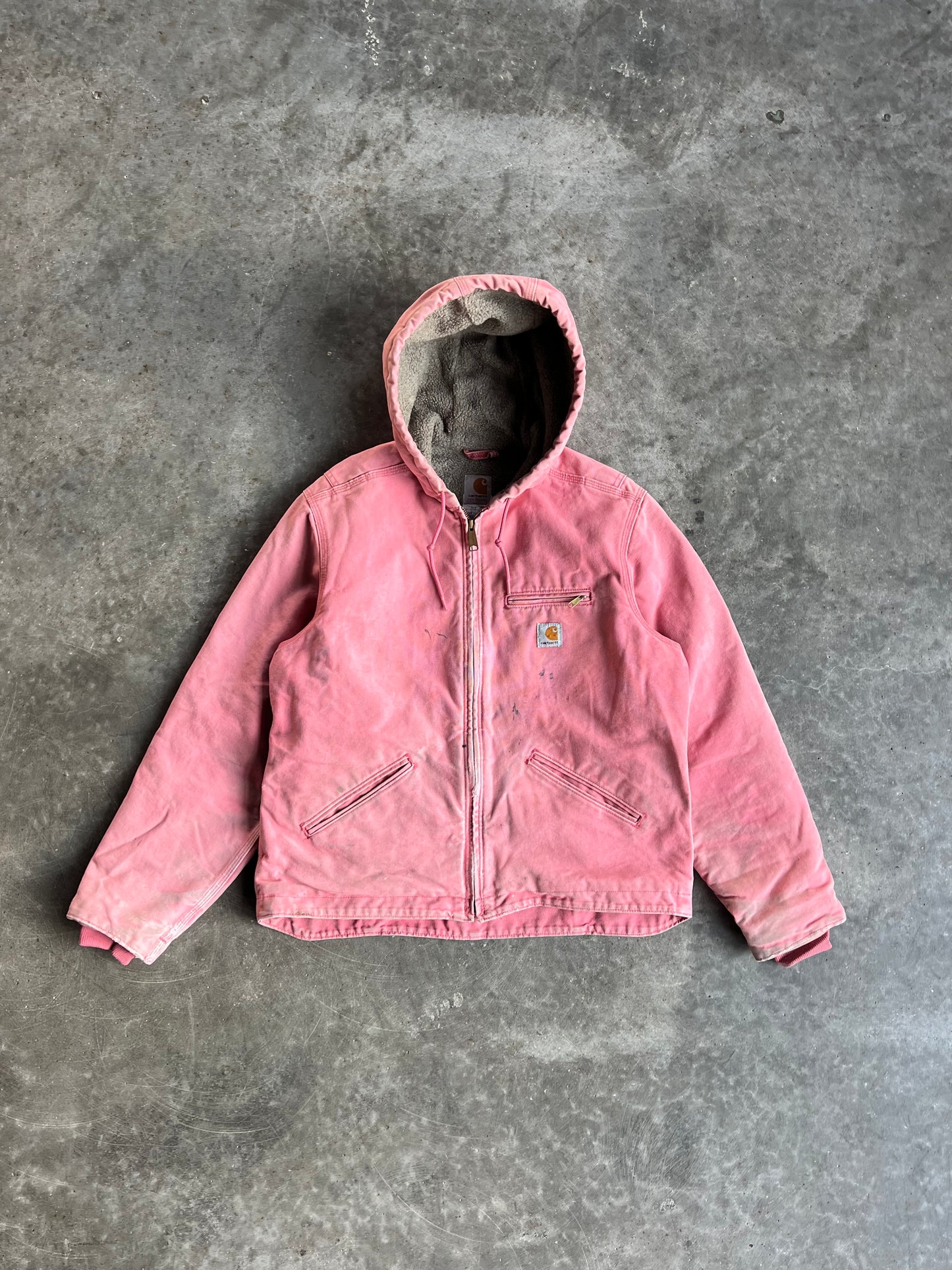 Vintage Baby Pink Sherpa Lined Carhartt Jacket - L