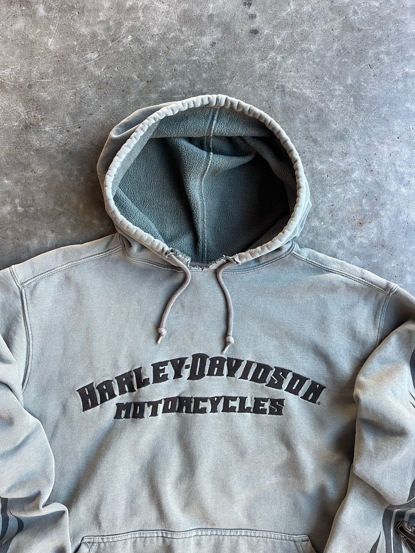 Vintage Sage Green Harley Davidson Hoodie - XL