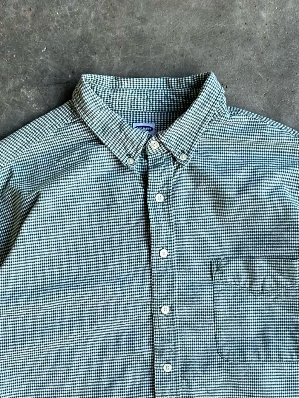 Green Plaid Cropped Button-Up - XL