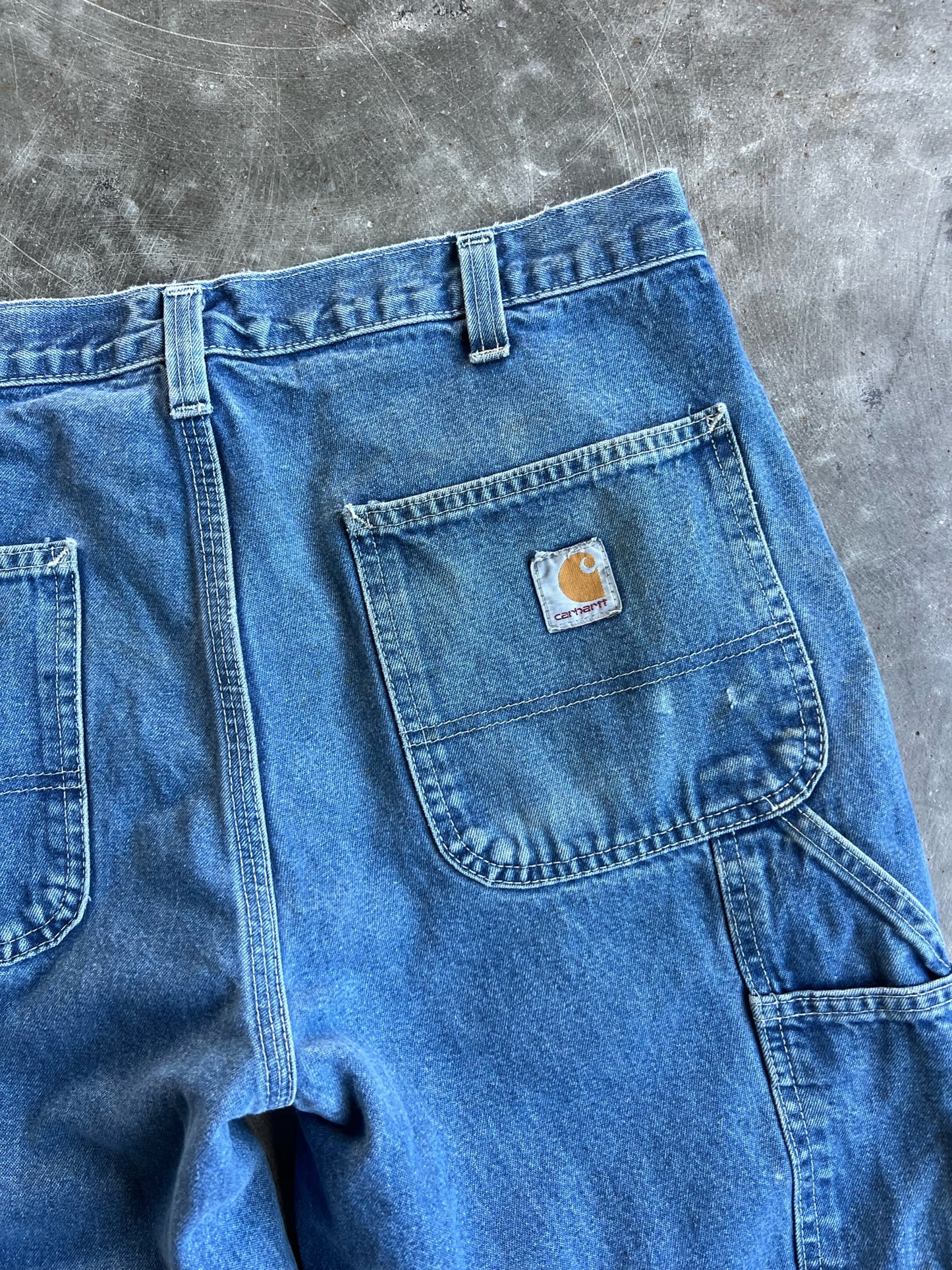 Vintage Distressed Dark Wash Carhartt Carpenter Pants - 34