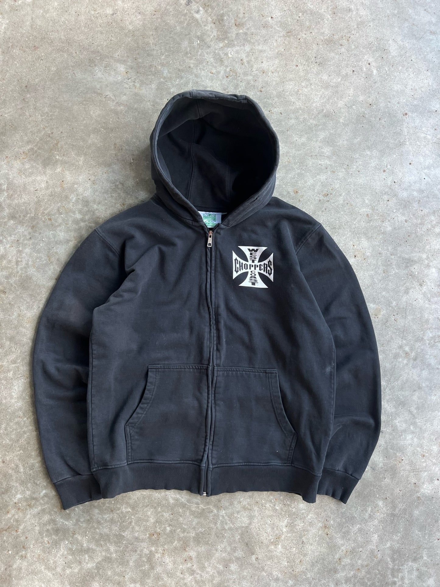 Vintage Black West Coast Choppers Zip Up Hoodie - XL