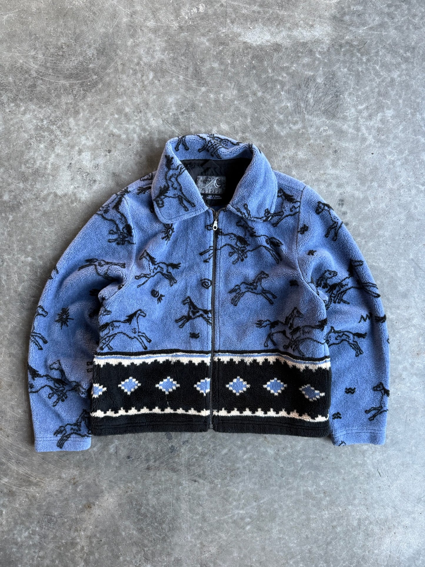 Vintage Tsunami Blue Animal Fleece Zip Up - M