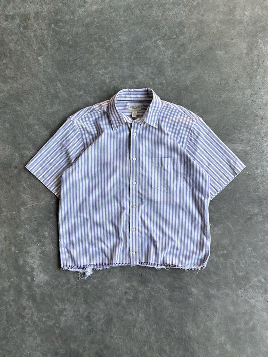 Purple Striped St. John’s Cropped Button-Up Shirt - L