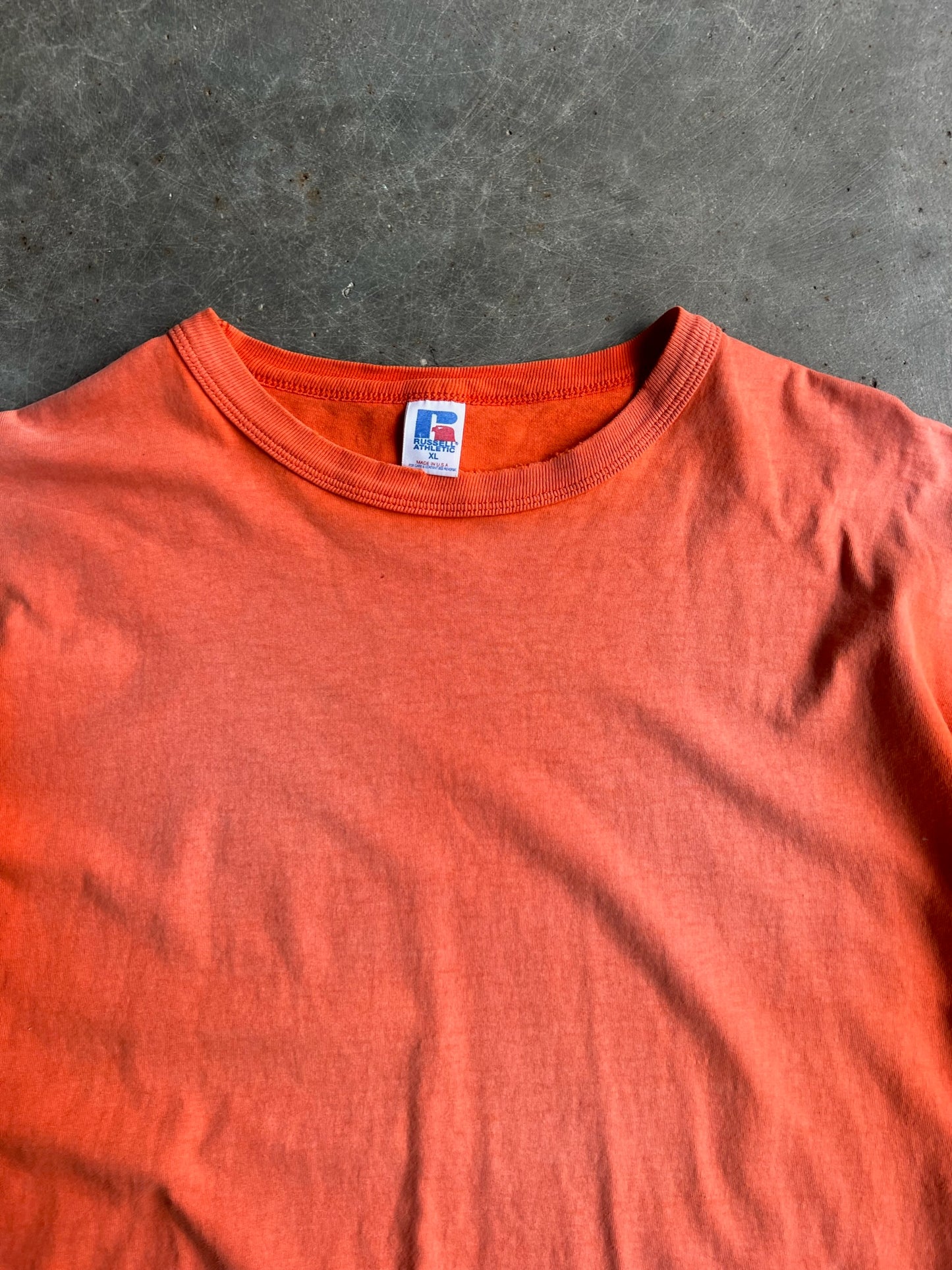 Vintage Faded Orange Cropped Russell Shirt - XL