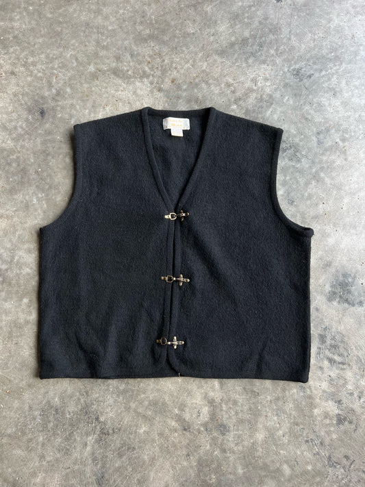 Vintage Tally Ho Black Sweater Vest - L