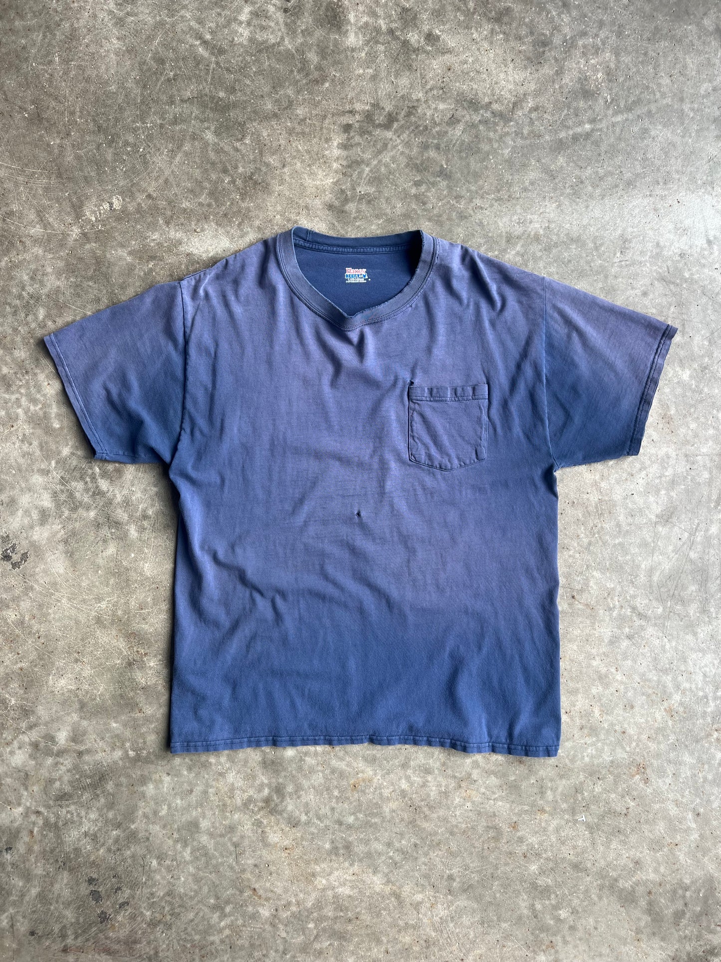 Faded Blank Navy Blue Hanes Shirt - L