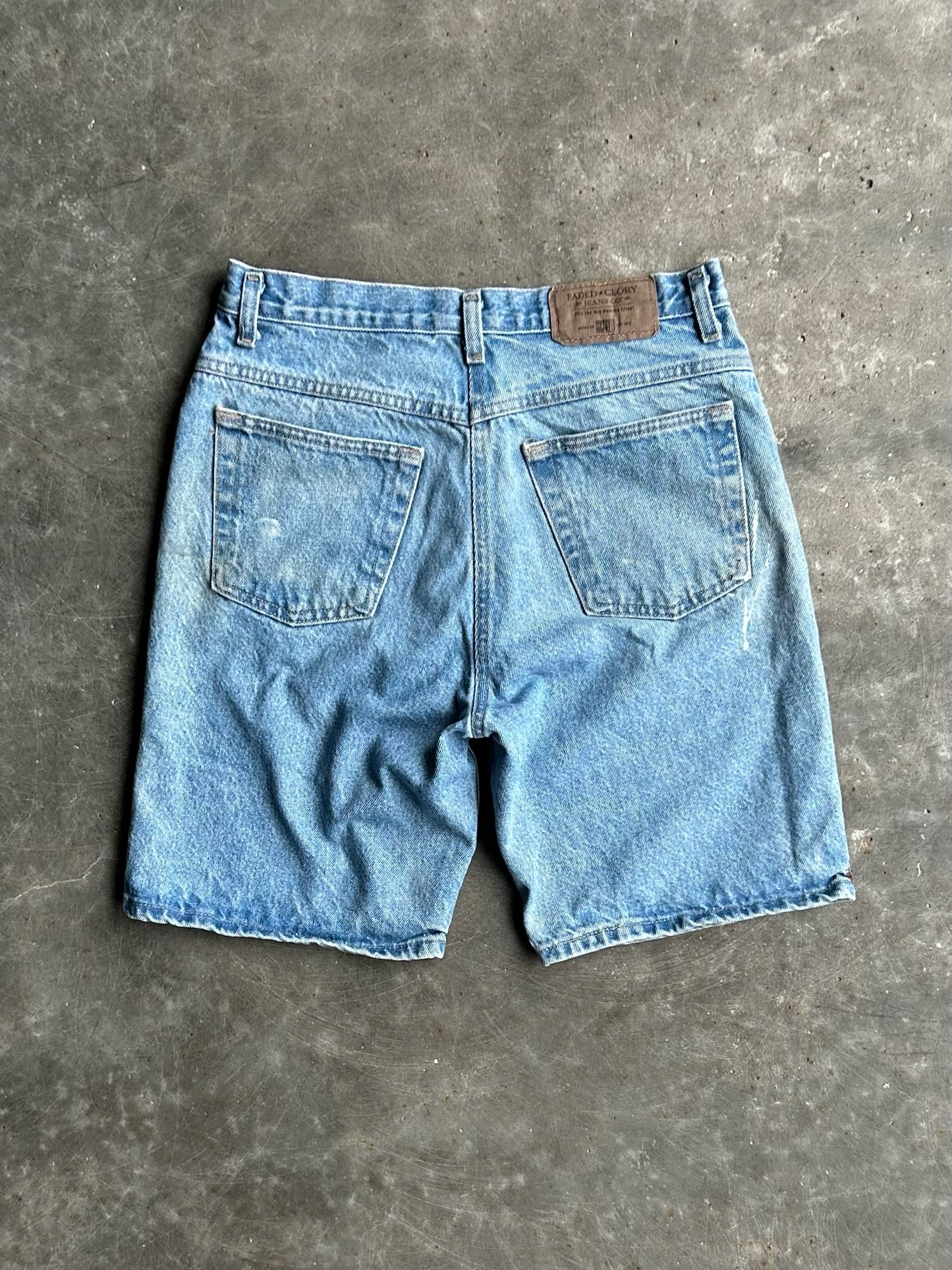 Vintage Light Wash Faded Glory Distressed Denim Shorts - 30