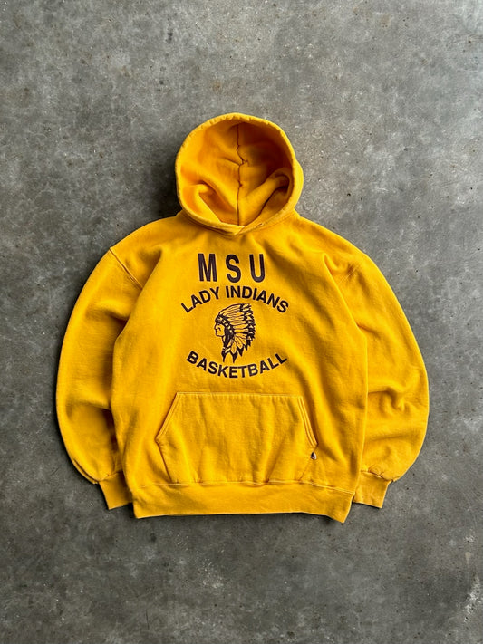 Vintage Yellow MSU Basketball Hoodie - XL