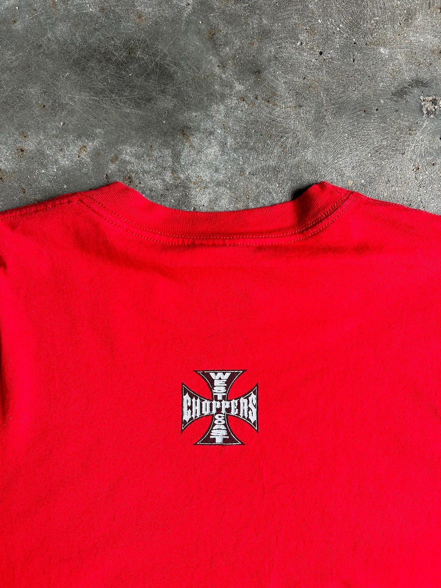 Vintage Red West Coast Choppers Crop Long Sleeve Shirt - XL