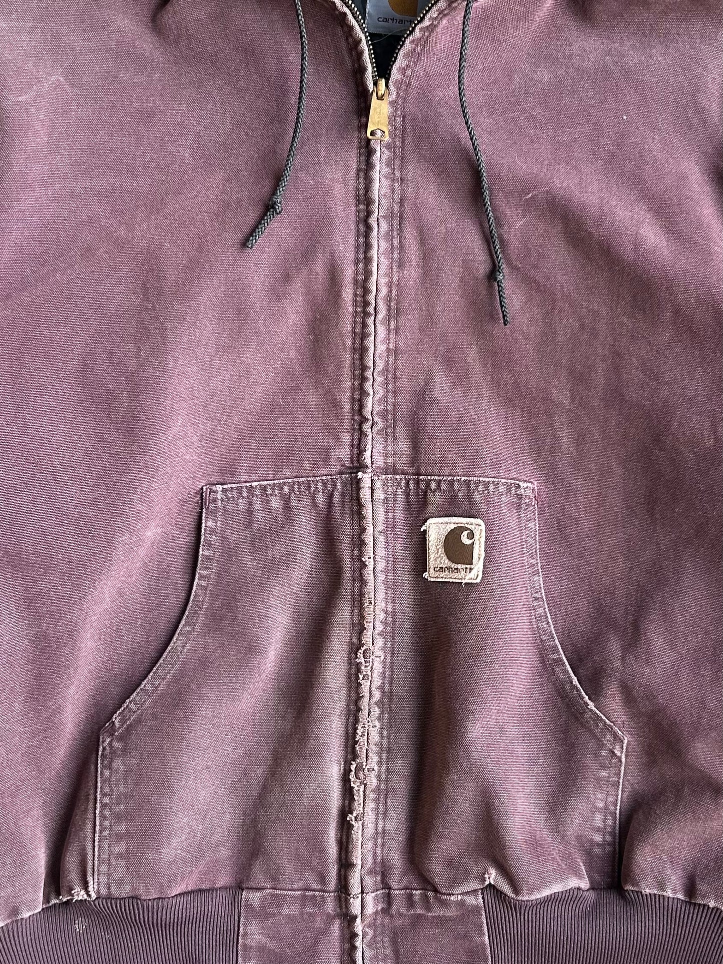 Vintage Distressed Dark Purple Hooded Carhartt Jacket - XL