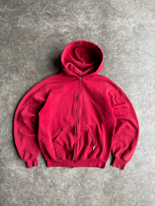 Vintage Red Russell Athletic Zip Up Hoodie - M