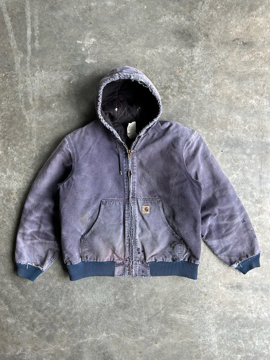 Vintage Faded Purple Hooded Carhartt Jacket - L