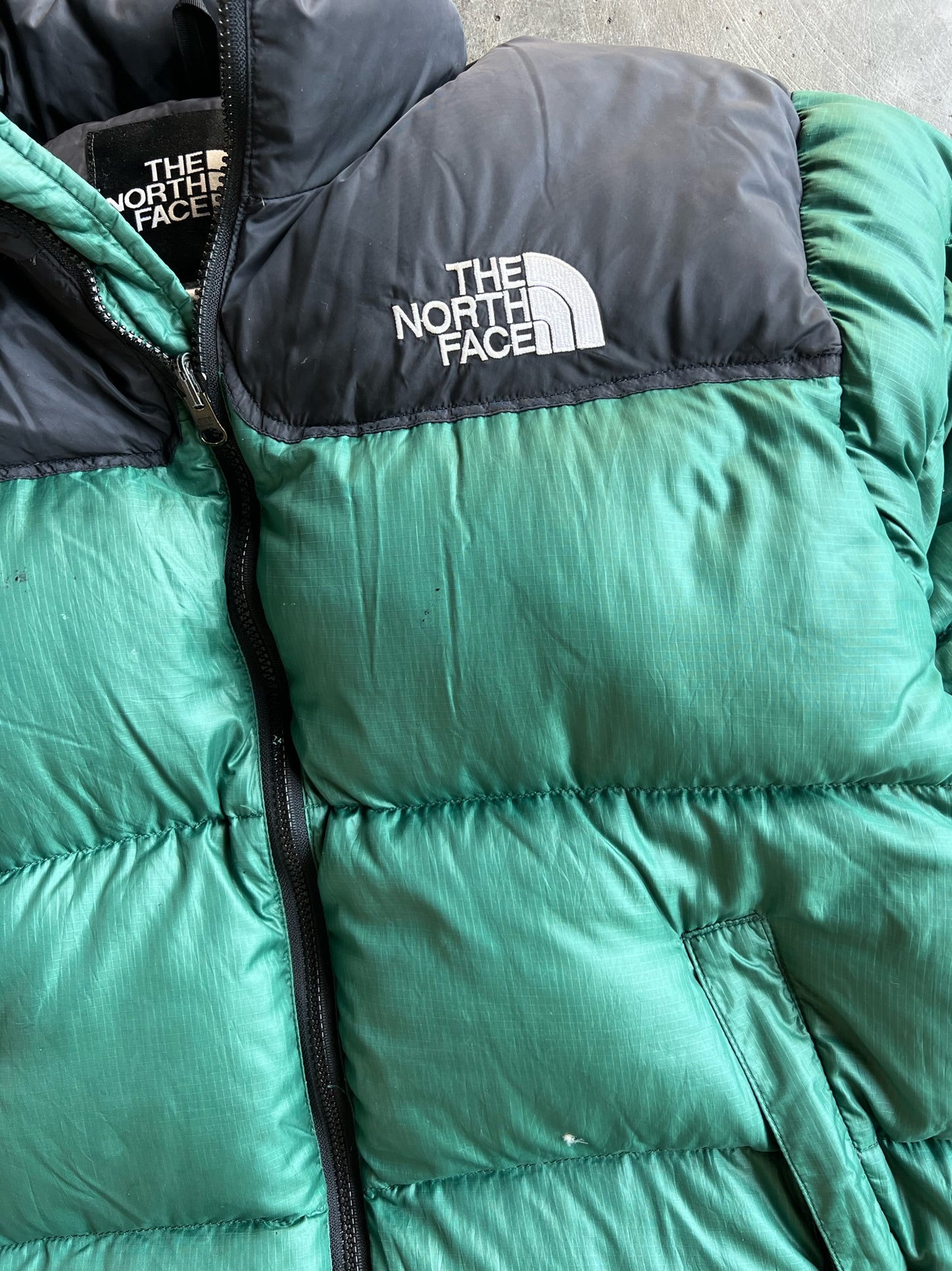 Vintage Green North Face Zip Up Puffer - M