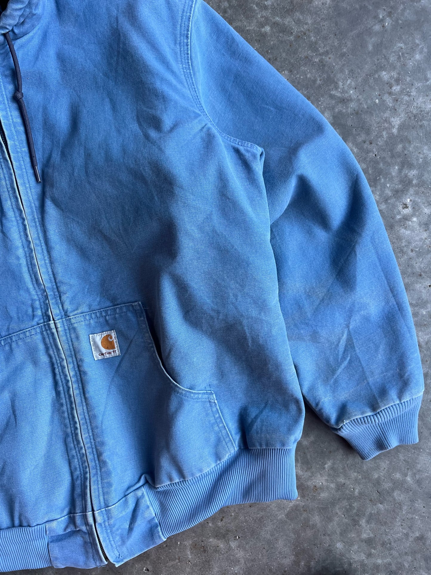 Vintagr Sky Blue Hooded Carhartt Jacket - L