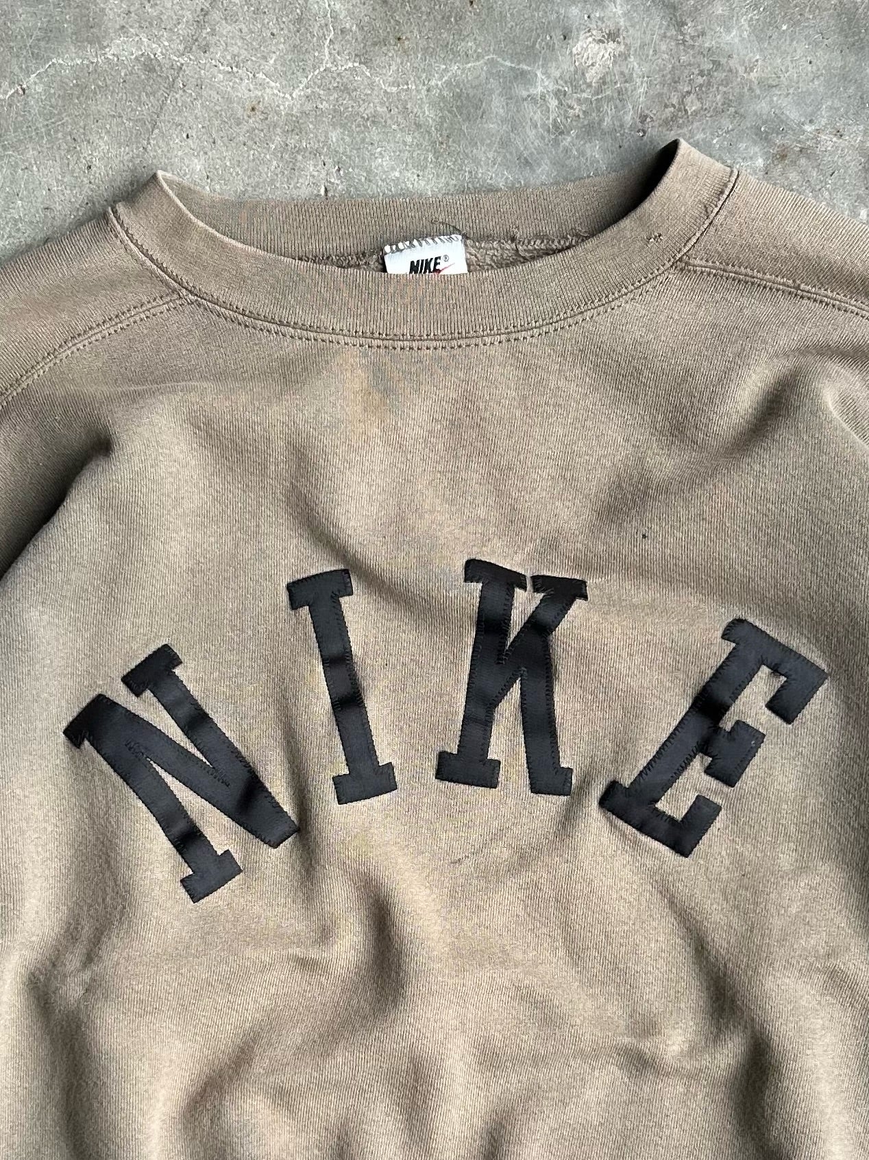 Vintage Army Green Nike Distressed Crew - L