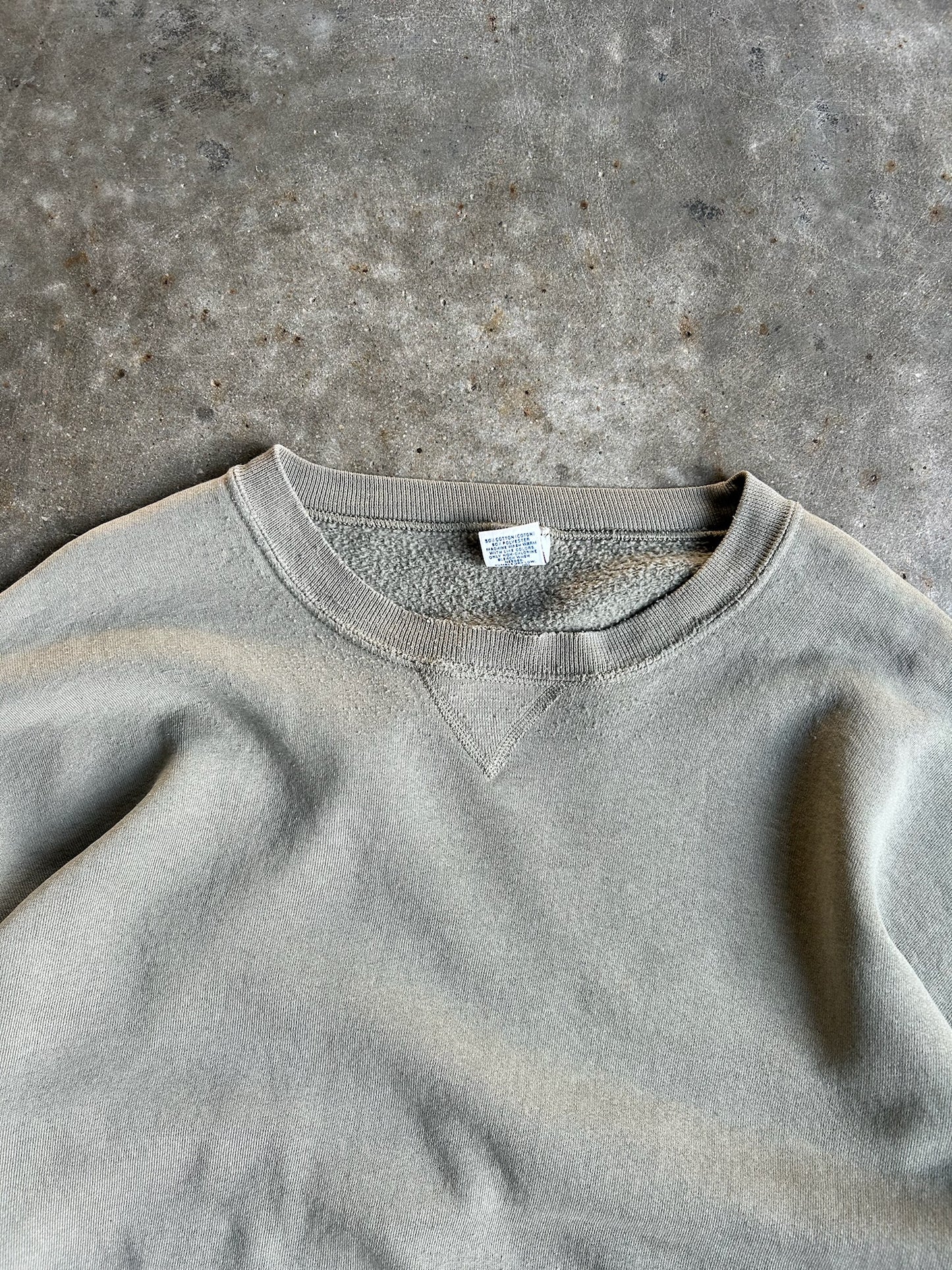 Vintage Faded Olive Green Blank Russell Crew - XL