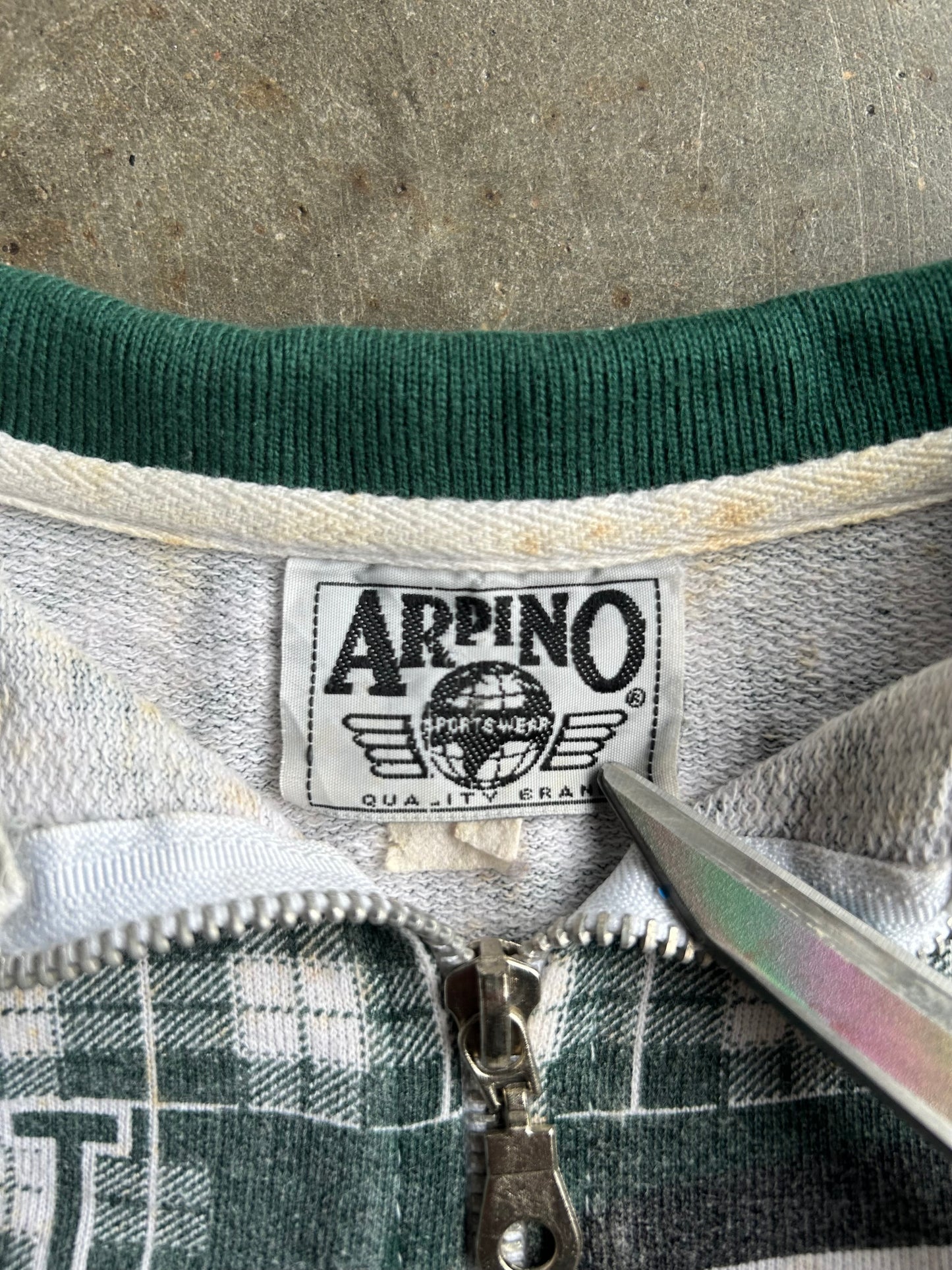 Vintage Aprino Plaid Graphic Quarter Zip Polo - M