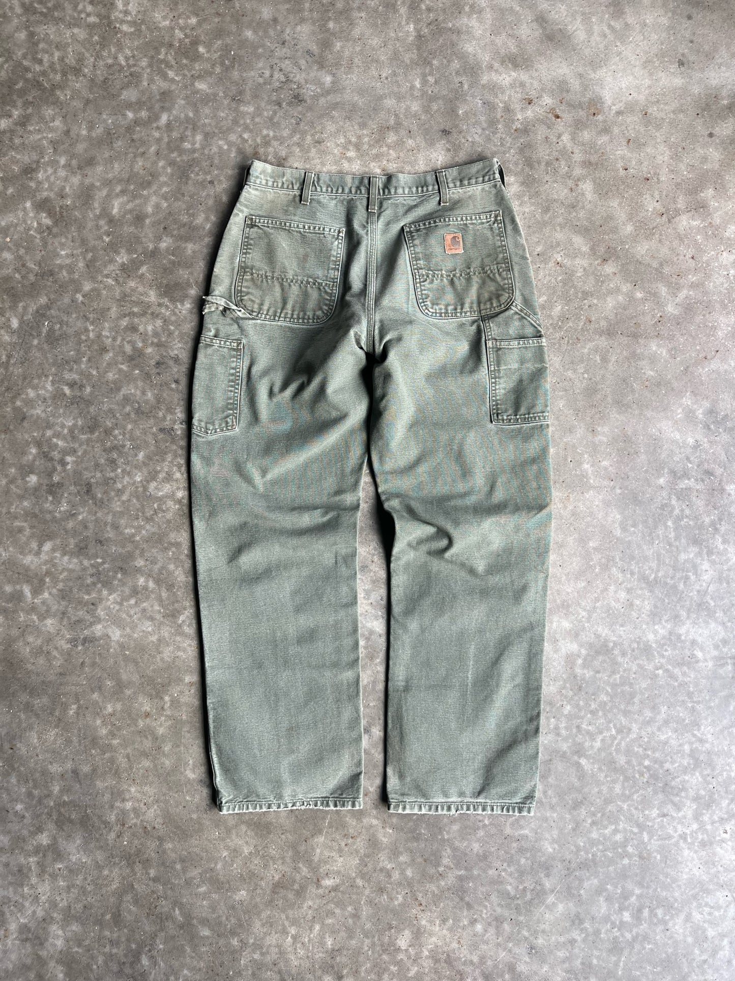 Vintage Faded Green Carhartt Carpenter Pants - 32