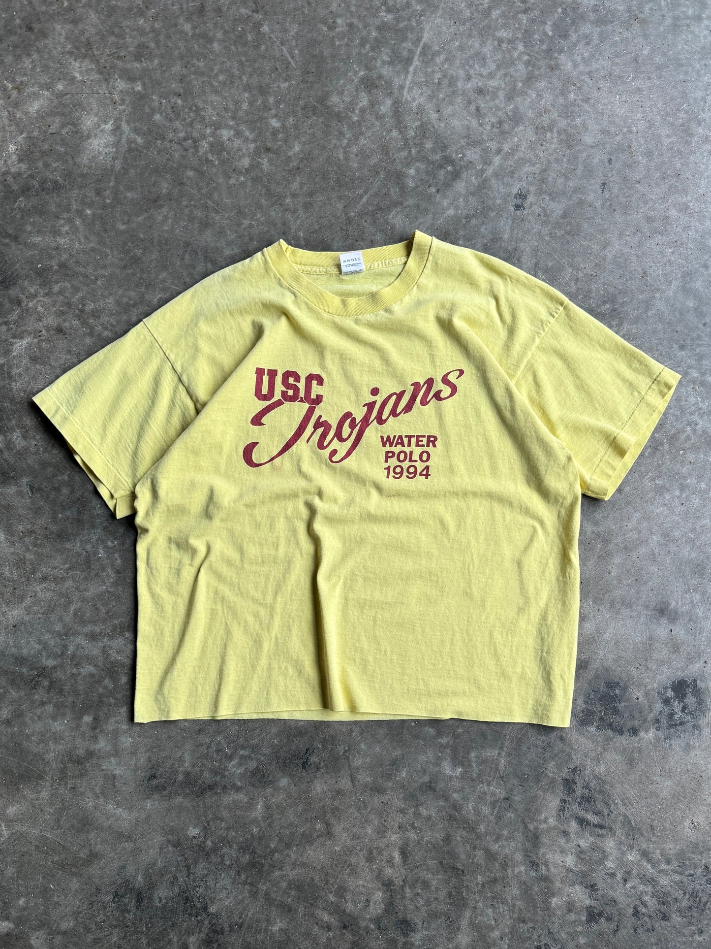 Vintage Yellow 1994 USC Water Polo Cropped Tee - XL