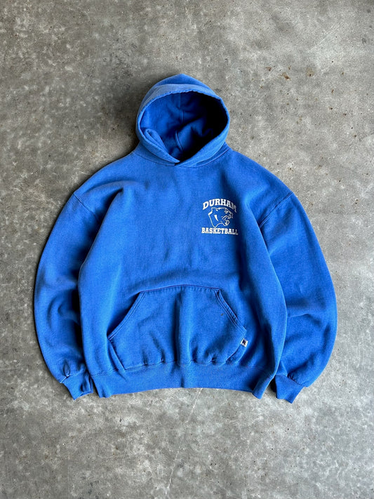 Vintage Royal Blue Durham Basketball Russell Hoodie - L