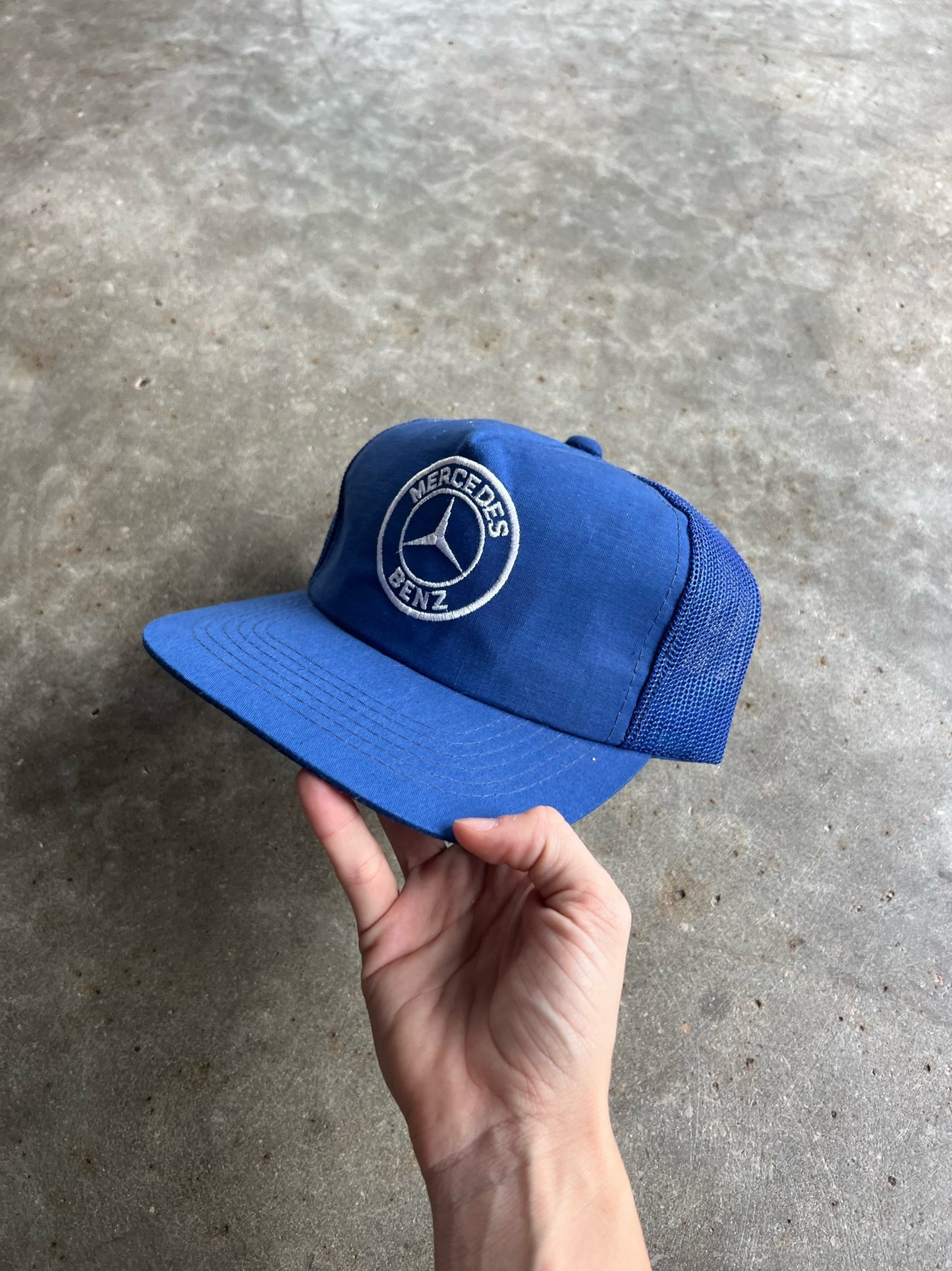 Vintage Blue Mercedes Benz Snapback Trucker Hat