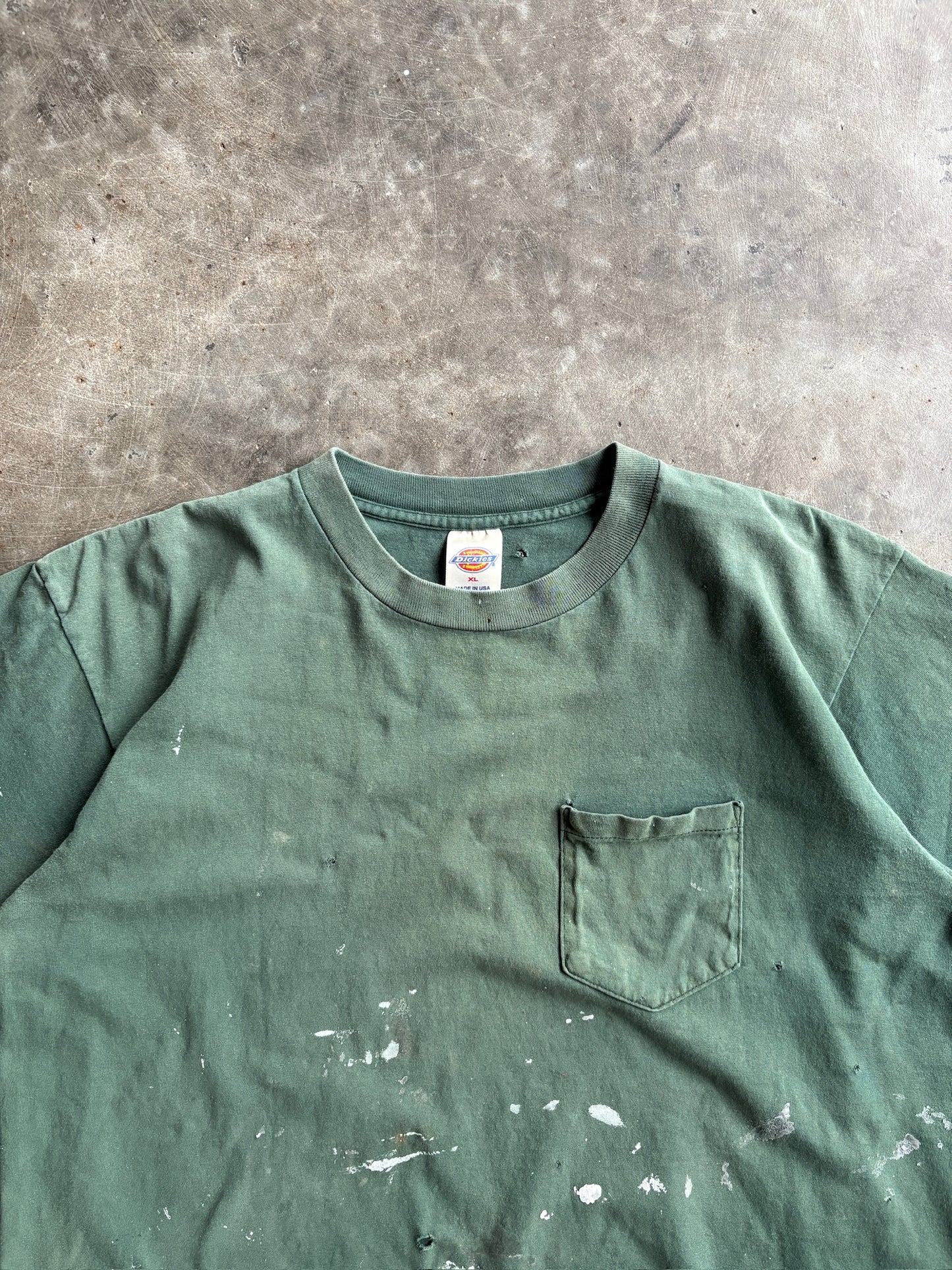 Vintage Distressed Green Blank Dickies Tee - XL