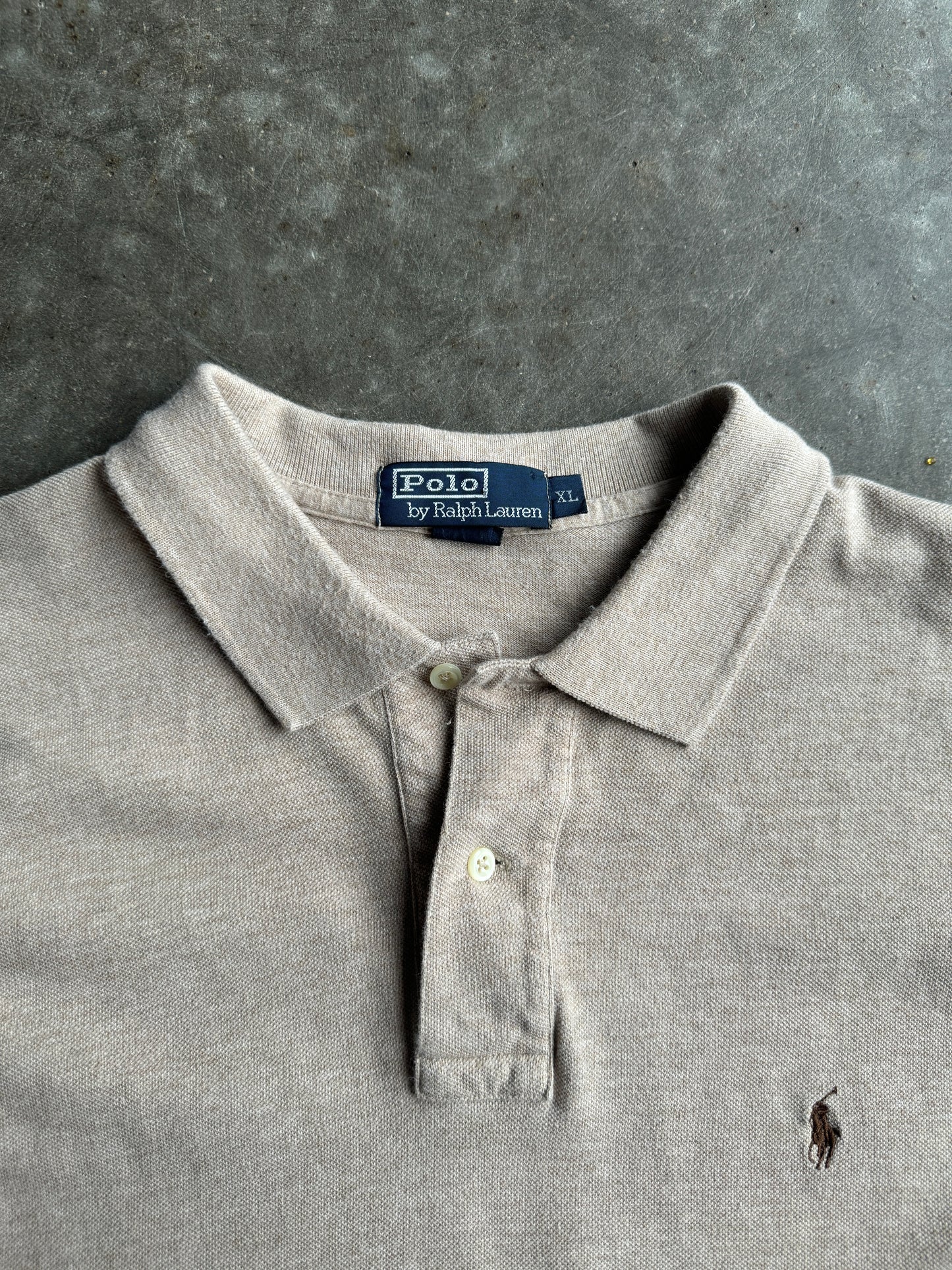 Vintage Tan Cropped Polo Shirt - XL