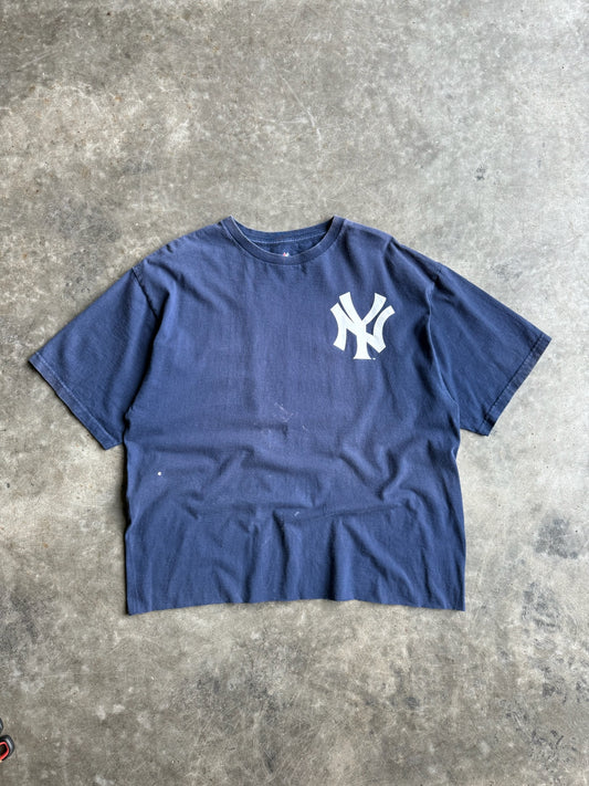 Navy Cropped Yankees Shirt - XL