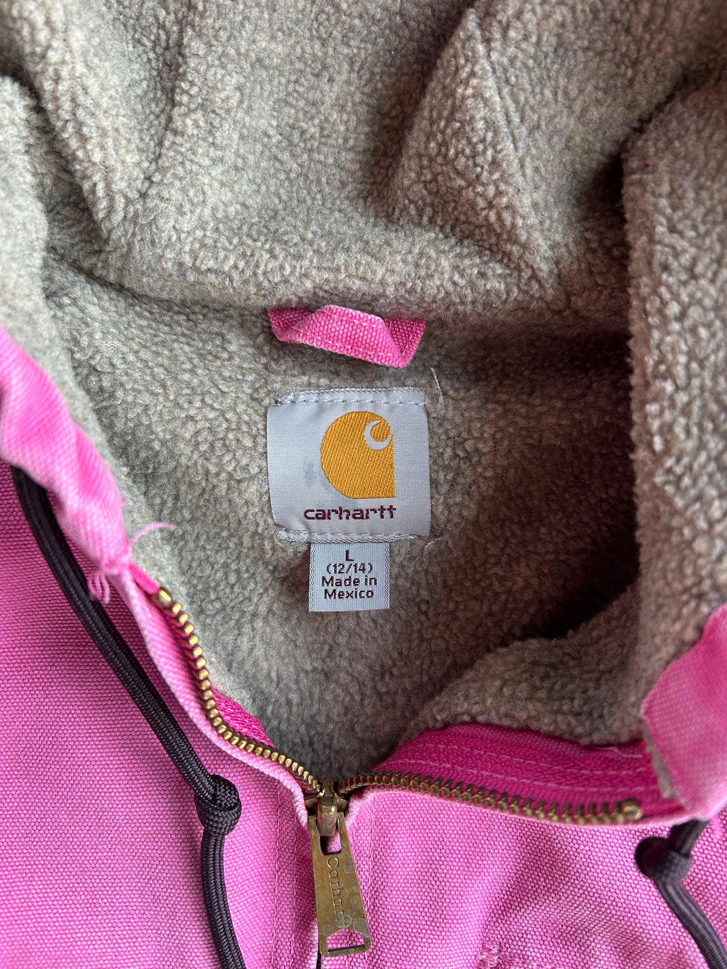 Vintage Hot Pink Sherpa Lined Hooded Carhartt Jacket - L