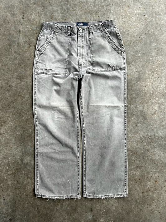 Vintage Distressed Grey Polo Denim Pants - 34