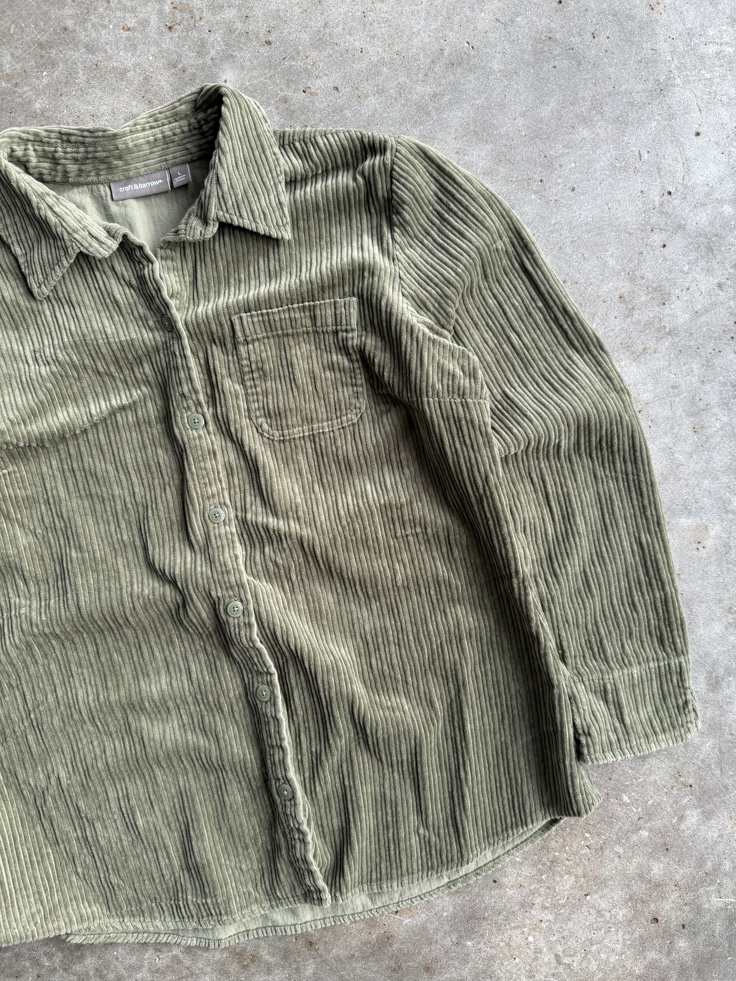 Vintage Croft & Barrow Green Corduroy Button Up - L