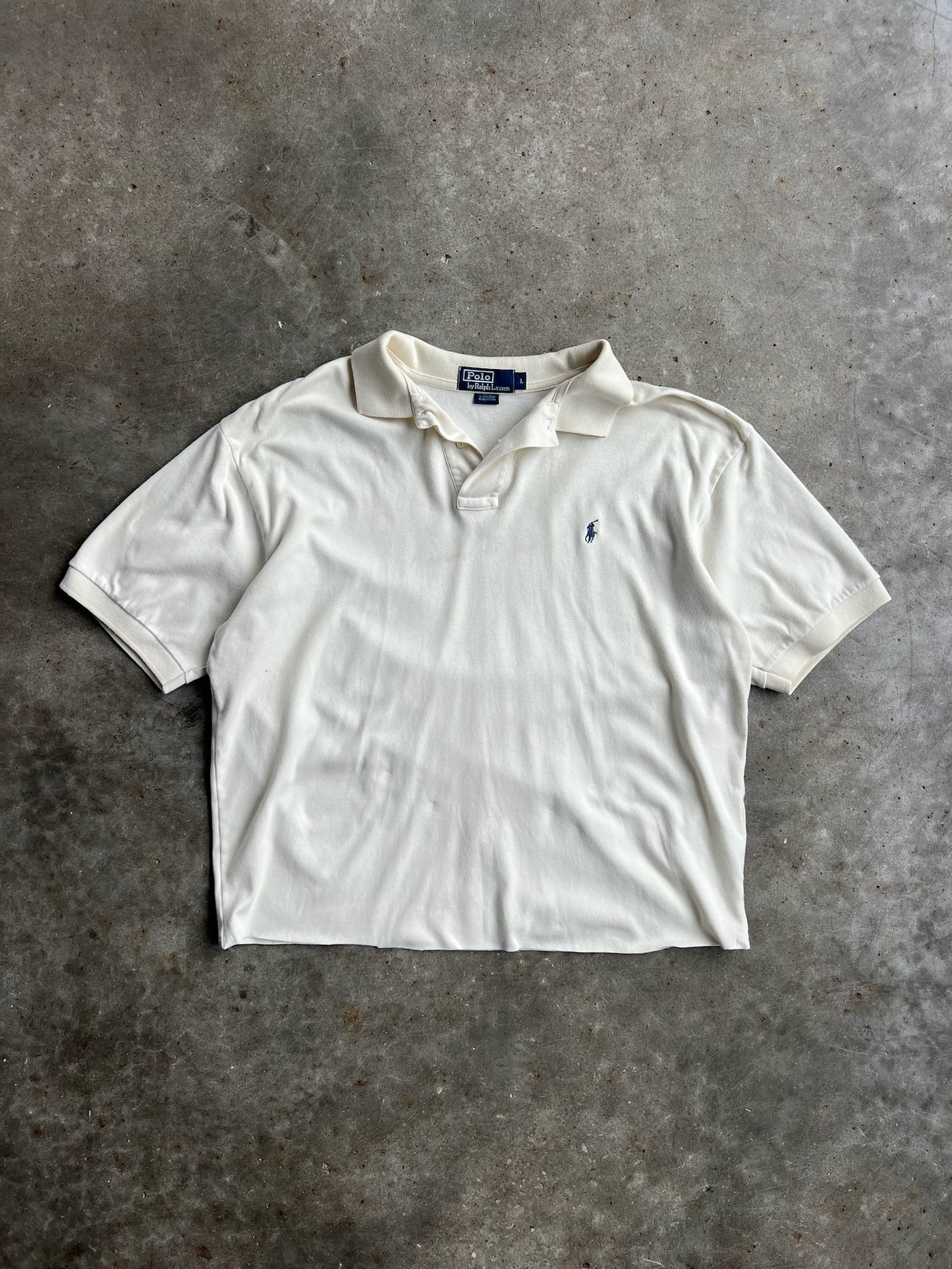 Vintage White Cropped Polo Ralph Lauren Shirt - L