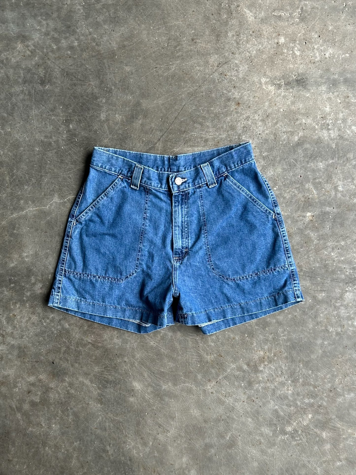 Vintage Dark Wash Riveted Lee Denim Shorts - 28