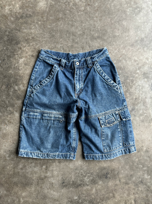 Vintage Dark Wash Denim Cargo Shorts - 26