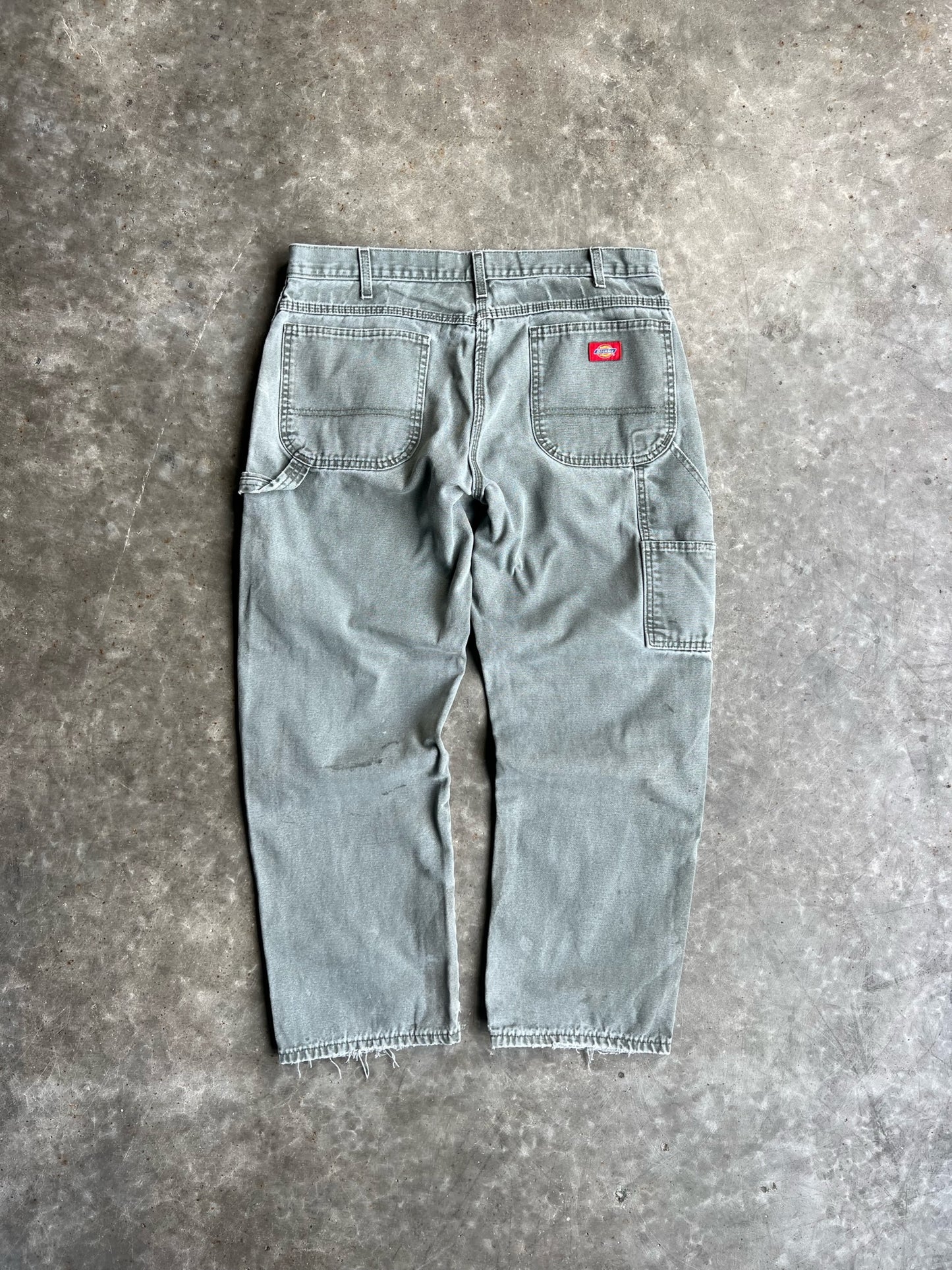 Vintage Faded Green Painted Dickies Carpenter Pants - 36