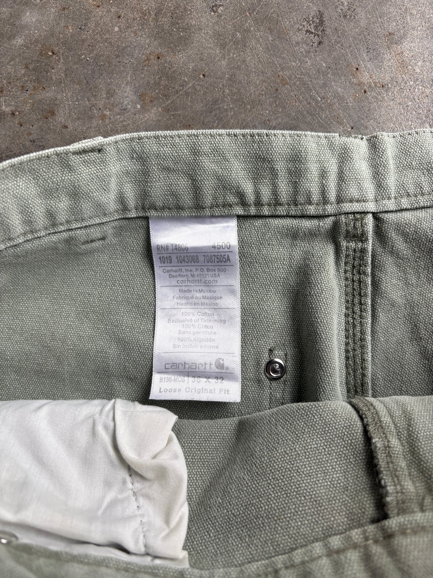 Vintage Sage Green Double Knee Carhartt Carpenter Pants - 34