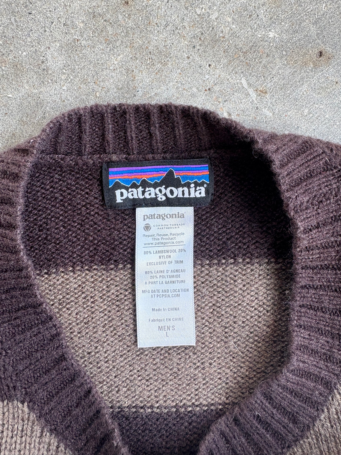 Vintage Brown Striped Patagonia Sweater - L