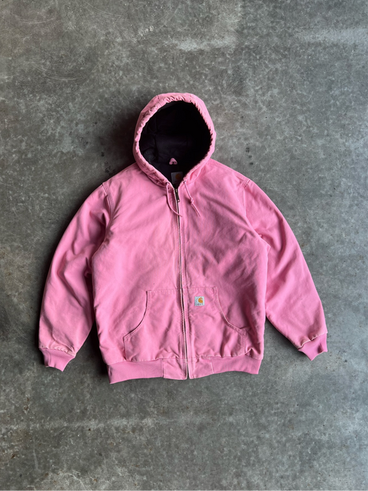 Baby Pink Hooded Carhartt Jacket - L