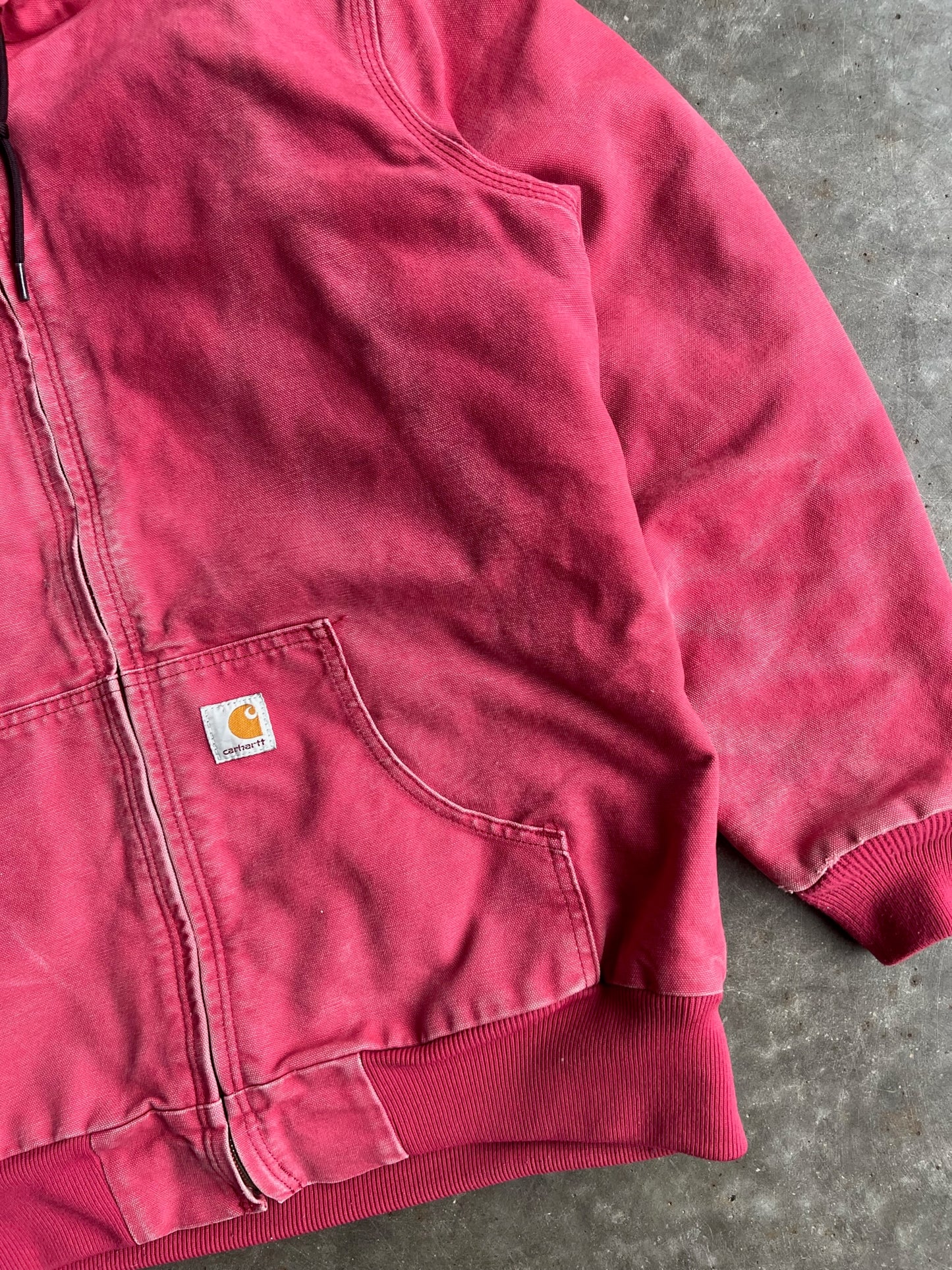 Vintage Pink Hooded Carhartt Jacket - L