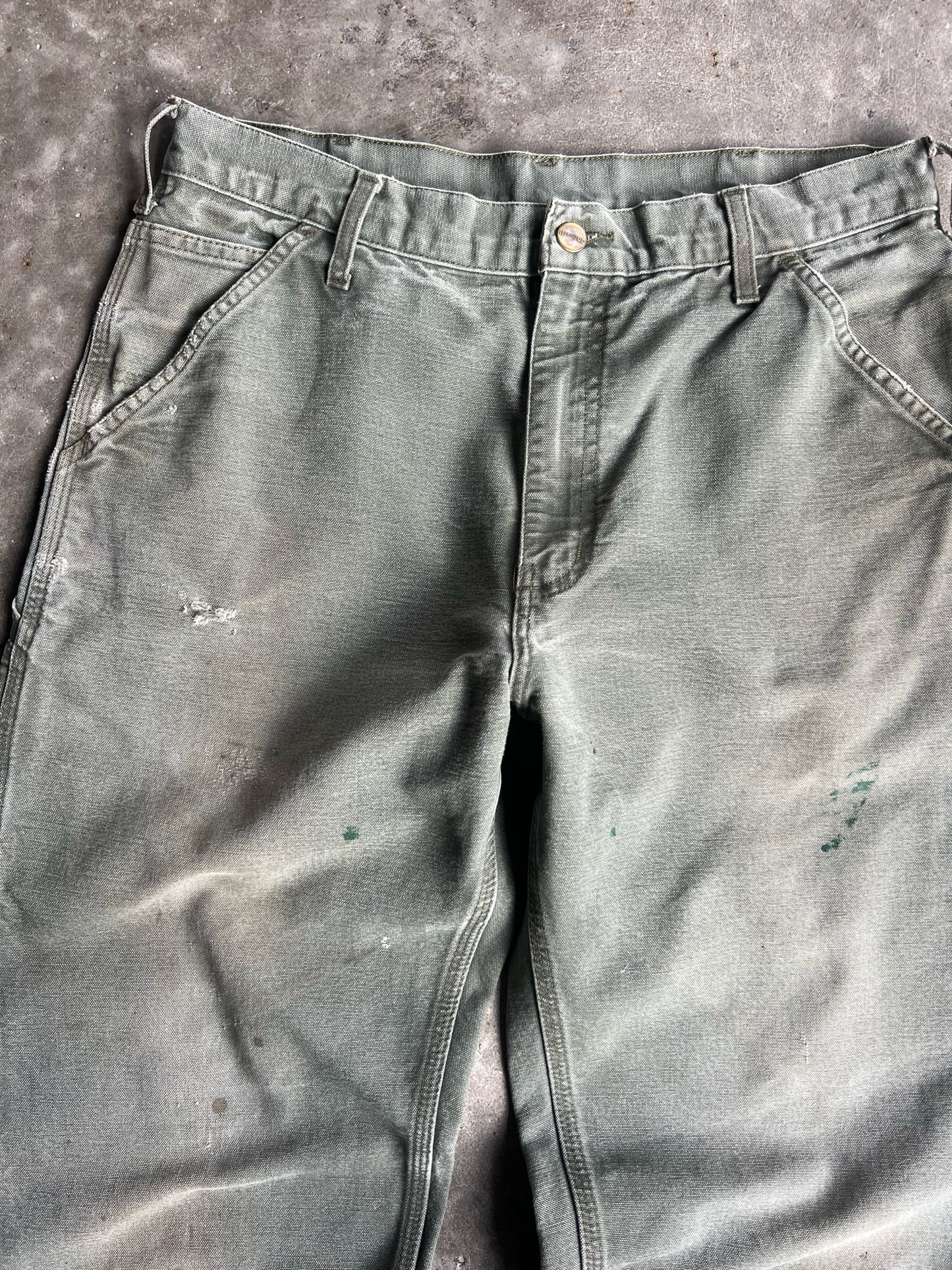 Vintage Faded Green Carhartt Carpenter Pants - 32