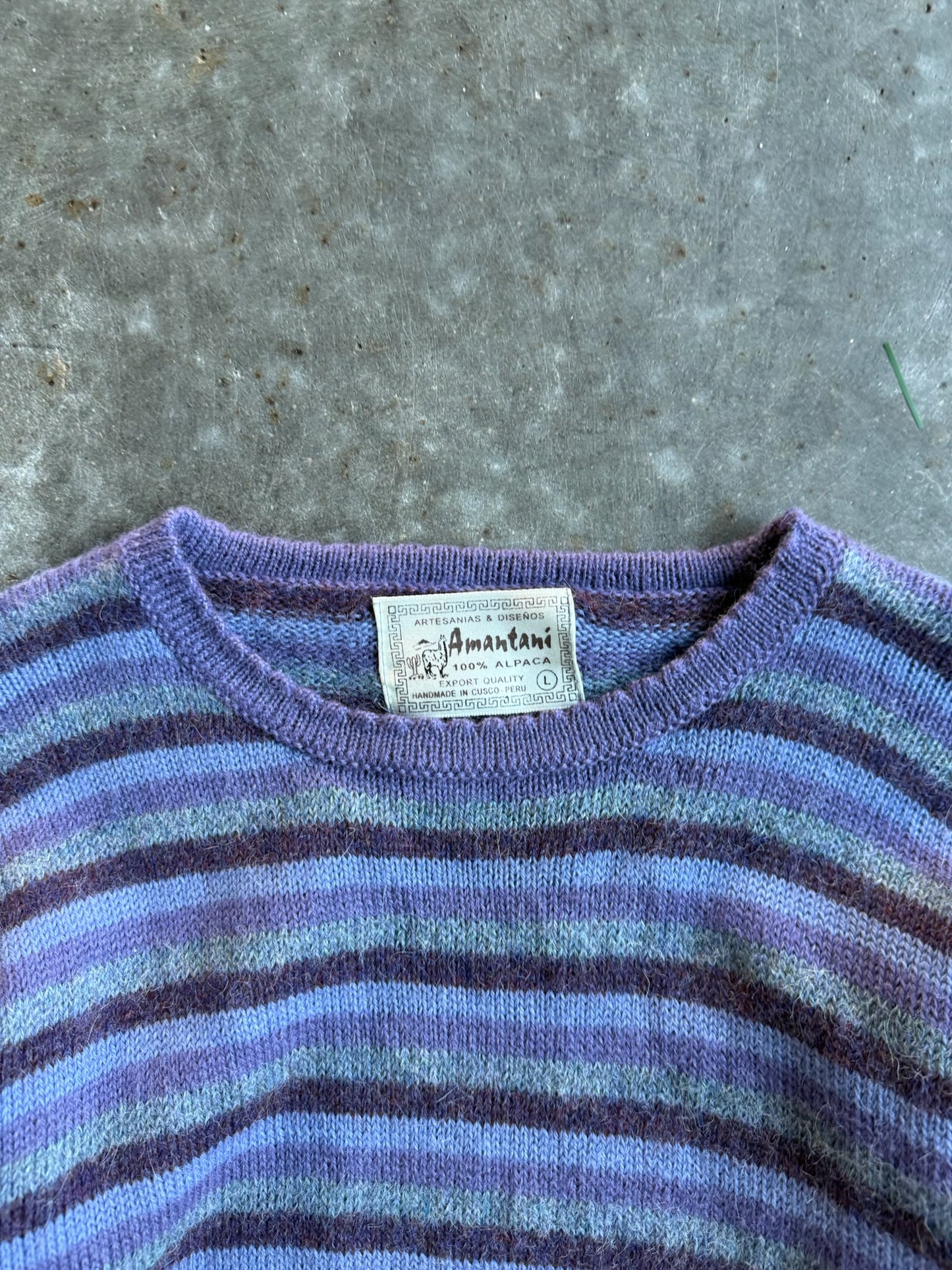 Vintage Amantani Purple Stripe Alpaca Sweater - L