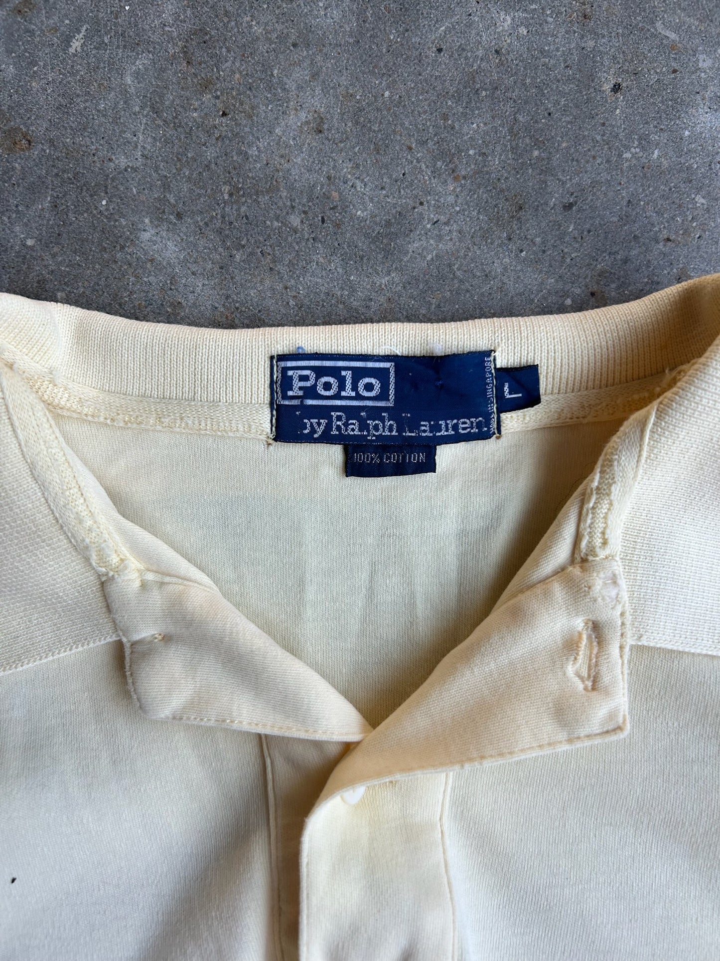 Vintage Yellow Ralph Lauren Cropped Polo Shirt - L