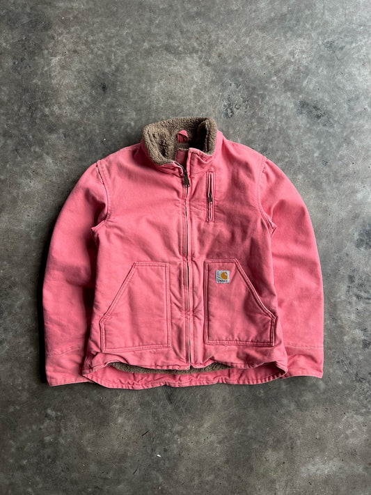 Vintage Pink Fleece Lined Hooded   Carhartt Jacket - L