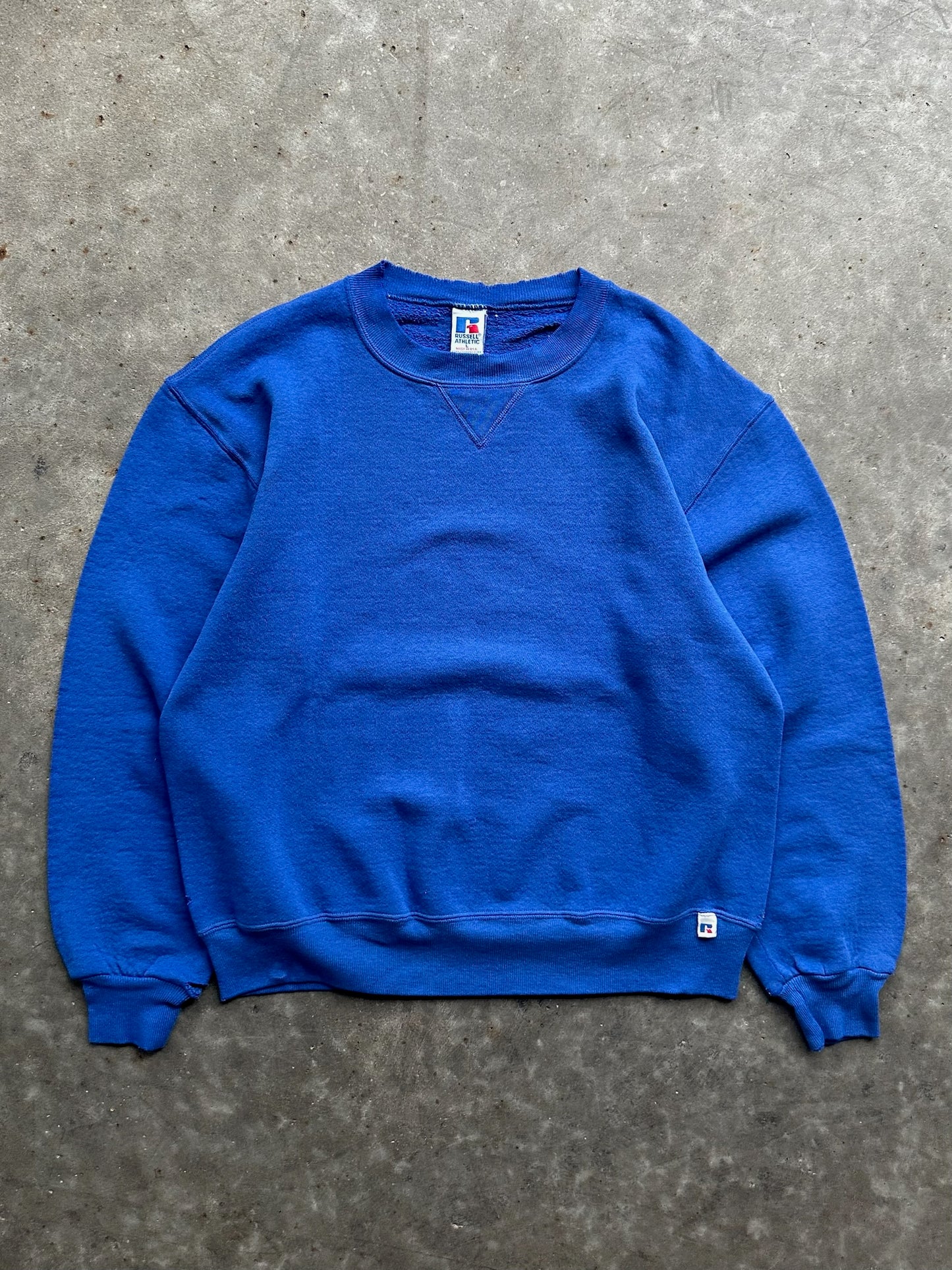 Vintage Blank Blue Russell Crew - L