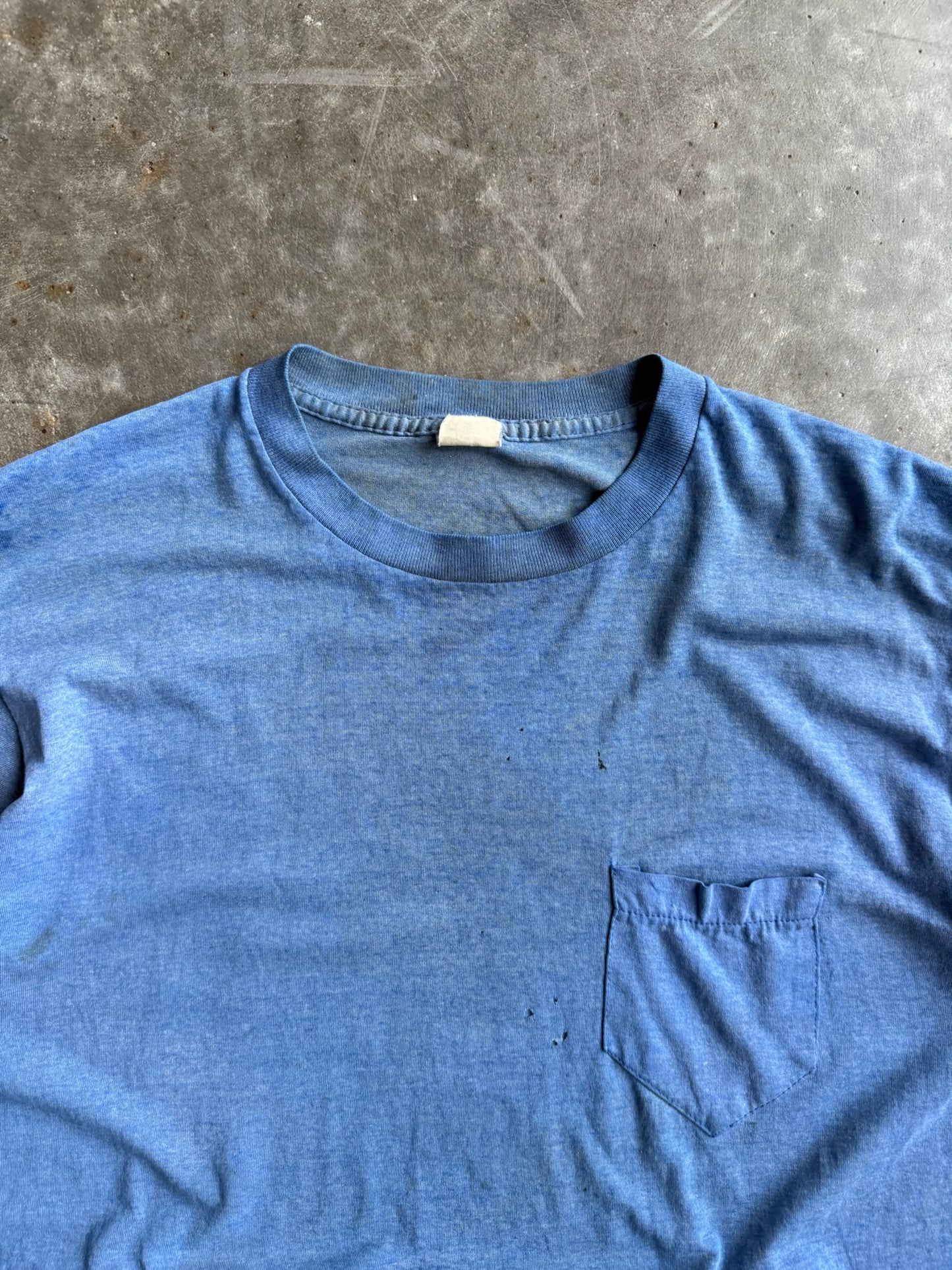 True Vintage Blue Faded Distressed Tee - XL