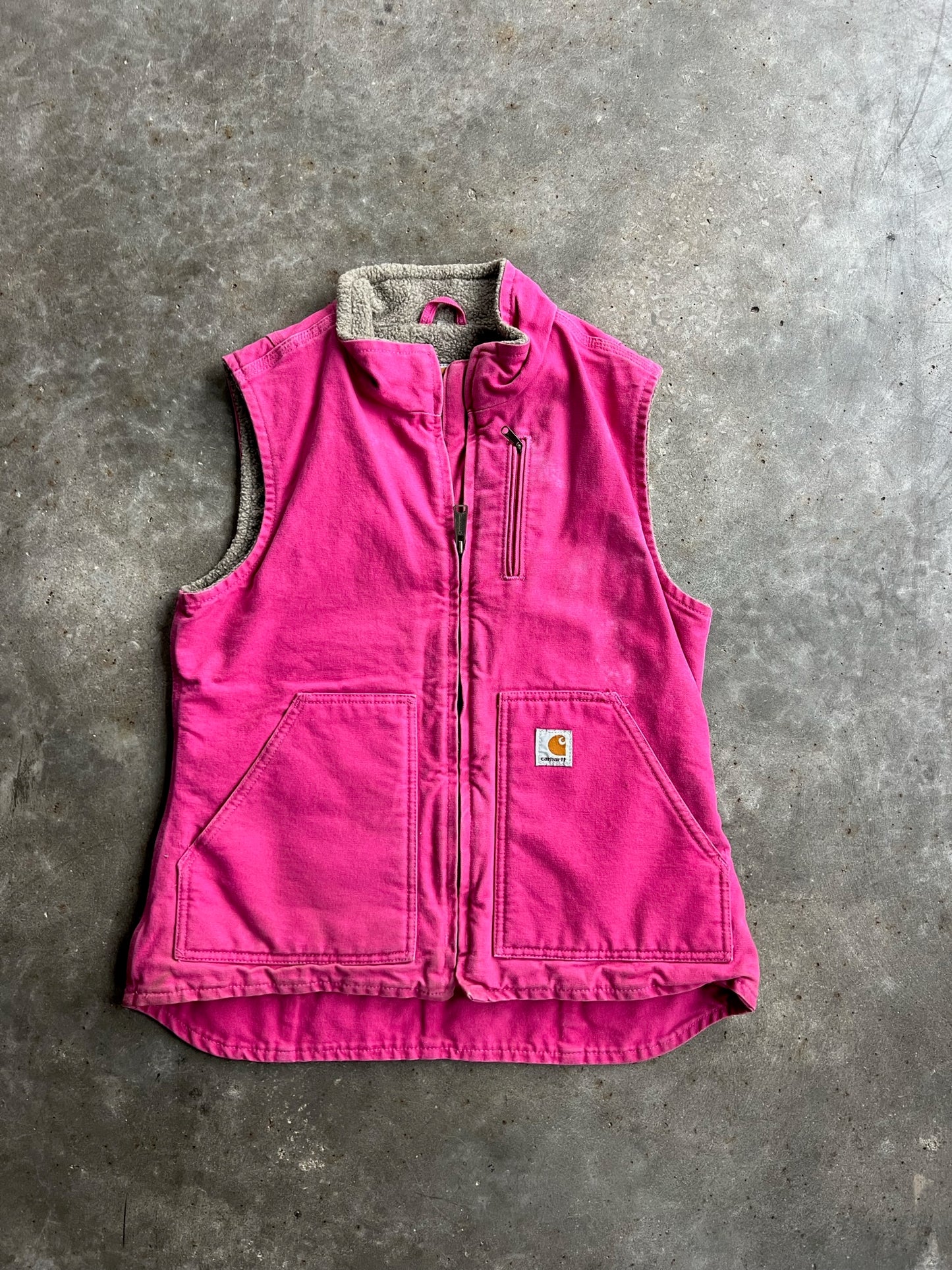 Vintage Hot Pink Fleece Lined Carhartt Vest - S